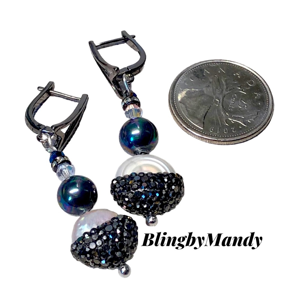 Genuine biwa pearl and marcasite earrings-classics!